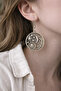 Round Metal Earrings with Sun and Moon Figures