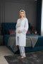 New Season Blue Summer Short Sleeve Elegant Lace Embroidered Design Dressing Gown Pajama Set