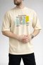 Men's My Life Is of Adventure Text Printed Crew Neck Beige T-Shirt - 2
