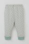 Baby Boy Pajama Set with Shoulder Patches, Mini Triangles Pattern, 4 Months-1 Year, Water Green - 5