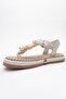 Miel Beige Sea Shell Genuine Leather Women's Flip-Flop Sandals - 4