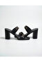 Belvia Double-Strapped Buckle Detailed Heeled Mule Slippers - Black Real - 3