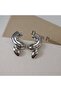 Silver Color Curved and Folded Earrings - Modern Retro Style Earrings - 2