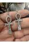Ankh Shaped Symbolic Metal Design Dangle Earrings - 3