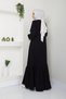 New Season Premium Rabi̇a Crepe Summer Full-Length Ferace with Sleeves and Skirt Details - 4