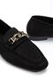 Women's Black Suede Buckle Ballerinas - 3