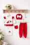100% Cotton 5-Piece Scalloped Bow Rabbit Embroidered Newborn Baby Girl Hospital Discharge Bodysuit Set 0-3 Months - 4