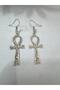 Ankh Shaped Symbolic Metal Design Dangle Earrings - 2