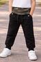 Boy's Hooded and Camouflage Patterned T-Shirt with Elastic Cuffs Black Tracksuit Set - 6