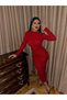 Women's Red Sequined Draped Flexible Stylish Dress
