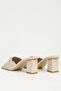 Women's Beige Patent Leather Heeled Slippers Pc-55760 - 4