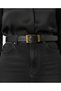 Women's Black Antique Gold Buckle Faux Leather Belt Be3015