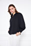 Women's Trendy Balloon Sleeve Oversize Black Stylish Blouse Shirt - 4