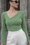 Women’s Long Sleeve Asymmetric Cut Ribbed Knit Blouse - 3