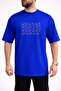 Men's Abstract Linear Design Crew Neck Cobalt Blue T-Shirt
