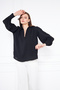 Women's Trendy Balloon Sleeve Oversize Black Stylish Blouse Shirt - 3