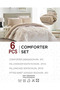 Set of 6pc Floral Comforter Set 240x260cm Quilted Comforter 2 Pillowshams,Pillowcases & Fitted Sheet - 2