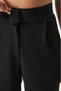Women's Black High Waist Pleated Wide Leg Palazzo Pants with Pockets and Velcro Closure at the Waist - 6