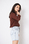 Women's Long Sleeve Buttoned Basic Brown Tunic Shirt - 4