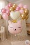 Cat Head Pink Foil Balloon Set – Beige Heart & Gold Macaron Pink Balloons - 2