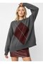 Women's Crew Neck Diamond Patterned Knitwear Sweater 8709 - 2