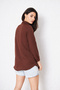 Women's Long Sleeve Buttoned Basic Brown Tunic Shirt - 8