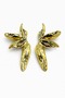 Women's Yellow Steel Palm Leaf Design Oversized Nail Earrings - 2
