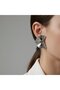 Women's Silver Color Fan Shaped Modern Design Earrings