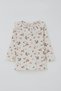Baby Girl Tights Set with Floral Pattern and Ruffle Detail on the Collar, 6 Months-2 Years, Ecru - 2