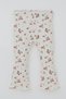 Baby Girl Tights Set with Floral Pattern and Ruffle Detail on the Collar, 6 Months-2 Years, Ecru - 3