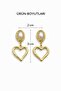 Yellow Steel Pearl Heart Figured Dangle Women's Stud Earrings - 3