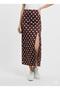 Women's Polka Dot Midi Length Slit High Waist Casual Stylish Skirt