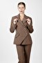 Men's Collared Asymmetrical Double-Breasted Women's Jacket - Brown - 1179100