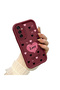 Simple Maroon Silicone Phone Case Heart Pattern Compatible with Samsung Galaxy M13 Shockproof - 3
