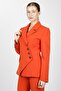Men's Collared Asymmetrical Double-Breasted Women's Jacket-Orange - 1179100