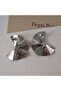 Women's Silver Color Fan Shaped Modern Design Earrings - 4