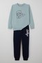 Boys' Tracksuit Set College Wind Style Letter Embroidery 5-10 Years Old, Aqua Green