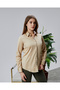 Beige Cotton Satin Brbry Fabric and Button Detailed Slim Fit Women's Shirt - 6