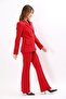 Men's Collared Asymmetrical Double-Breasted Jacket & Women's Spanish-Cut Trousers with Pockets - Red - 1179506 - 4