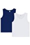Navy Blue-White 2-Piece Undershirt Set for Boys Aged 2-12