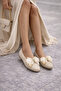 ✨   Women's Ballerina Shoes with Bow and Gold Accessories (Black & Cream) – Elegant Design - 2