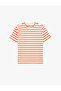 Cotton Short Sleeve Crew Neck Stripe T-Shirt - 3