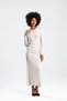Stone-Colored Long Sleeve Side Gathered Long Dress - 4