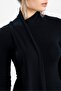 Black Collared Long Sleeve Dress with Scarf - 7