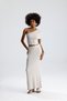 Stone-Colored Long Slit Straight Skirt - 6