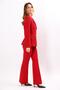 Men's Collared Asymmetrical Double-Breasted Jacket & Women's Spanish-Cut Trousers with Pockets - Red - 1179506 - 5