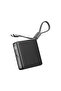 شاحن PowerNova L11 مزود بمنافذ USB-C وUSB مع كابل مدمج، وبطارية USB-C بسعة 10000 مللي أمبير، وقدرة 22.5 واط - أسود