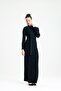 Black Collared Long Sleeve Dress with Scarf