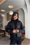 Women's Black Oversized Leather Jacket - 4