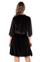 Women's Black Velvet Capri Sleeve Lace Detail Dressing Gown - 4